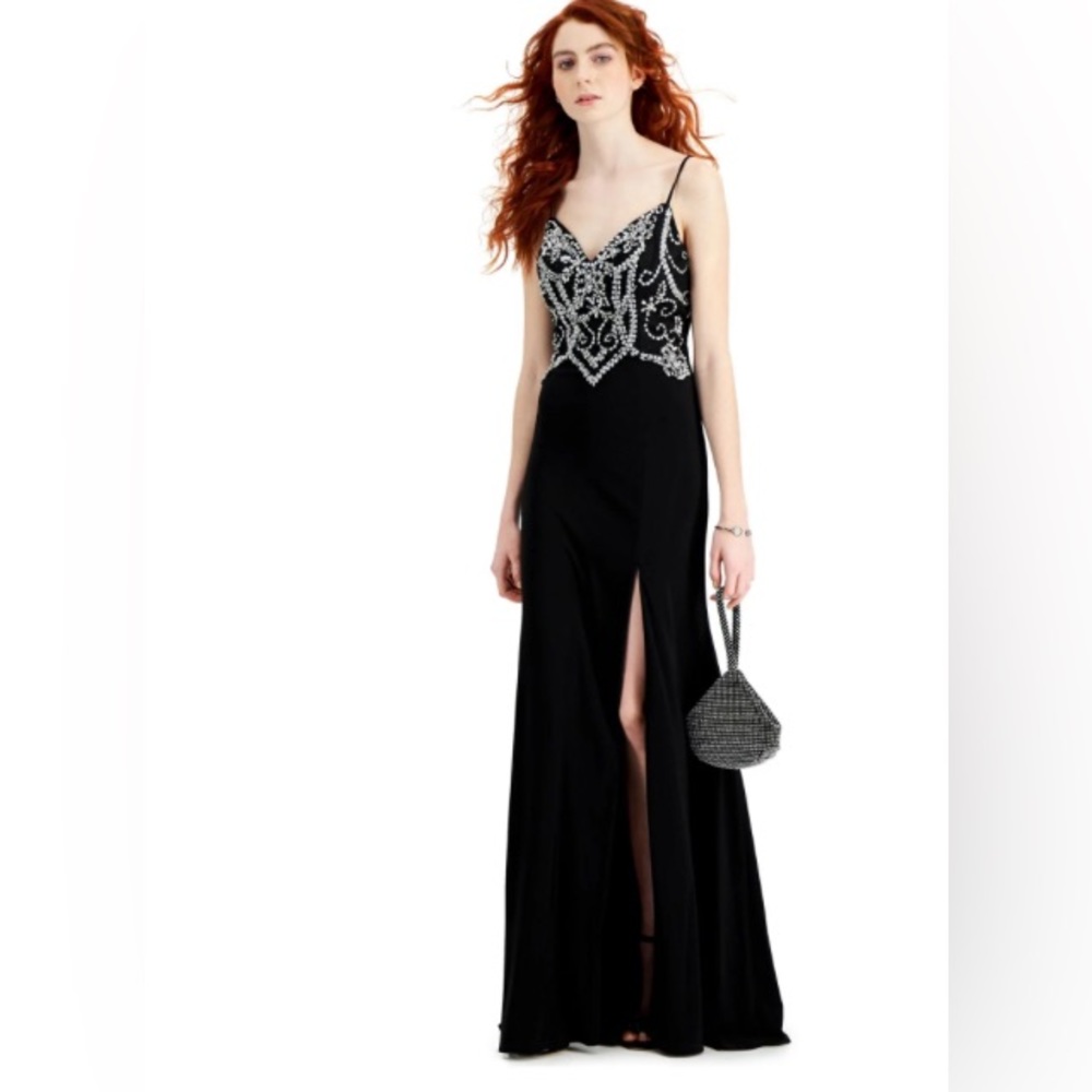 SAY YES TO THE PROM Embellished Spaghetti Strap Sweetheart Neckline Prom Dress